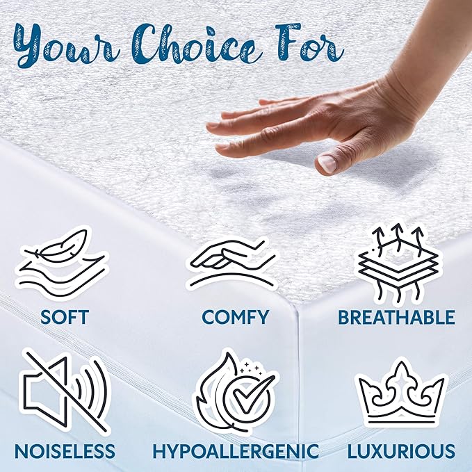 Guardmax Terry Cotton Zippered Mattress Encasement - Twin XL Size - 100% Waterproof and Bed Bug Proof Mattress Protector - Absorbent Six-Sided Mattress Cover (Terry Cotton, Twin XL)