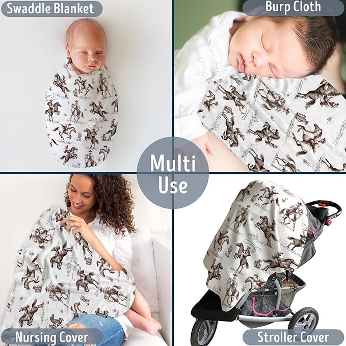 Western Blanket, Western Decor for Nursery Room, Baby Blankets for Boys Girls, Cowboy Baby Blankets, Western Baby Stuff, Soft Warm Lightweight Nursery Bed Blanket for Newborn Toddlers (06, 30x40 in)