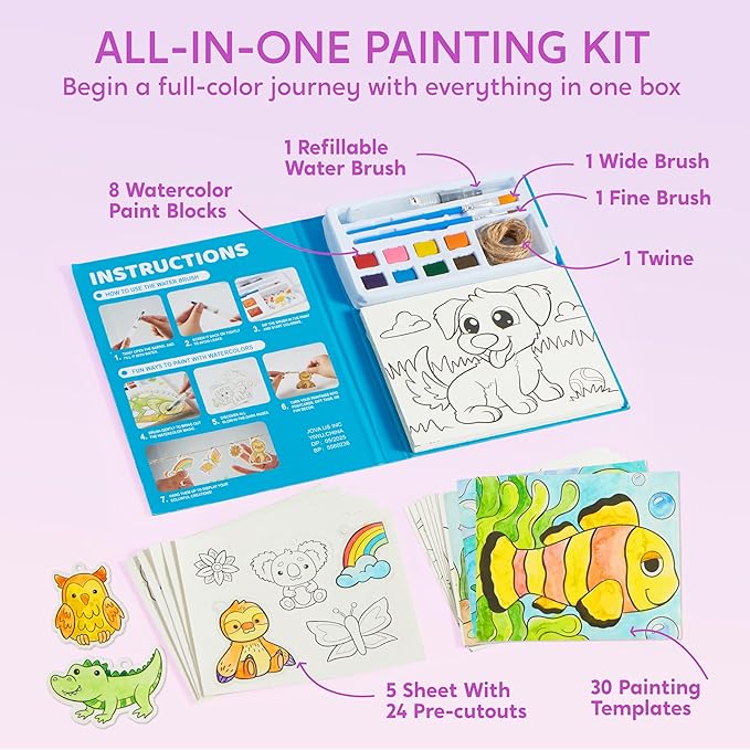 Klever Kits Paint with Water Coloring Books, Arts and Crafts for Kids Ages 3-8, Mess Free Painting for Toddlers Glow in the Dark, Travel Drawing Toys Gifts for Girls Boys - Ocean Farm Forest by JOVA