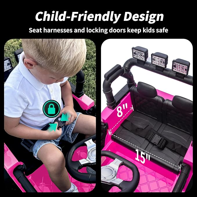 24V Kids Ride on Car, Kids Electric Vehicles Car Ride on Toy Truck for Toddlers 3-5 w/Remote Control, 400W Motor - Pink