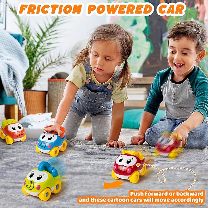 Marstone Toddler Toys for 1 2 Year Old Boys and Girls Gifts: Educational Elephant Slide with 4 Animal Car Toys for Baby 12-18 Months, First Birthday Gifts for Kids, Learning Push Truck Tracks Age 1-2