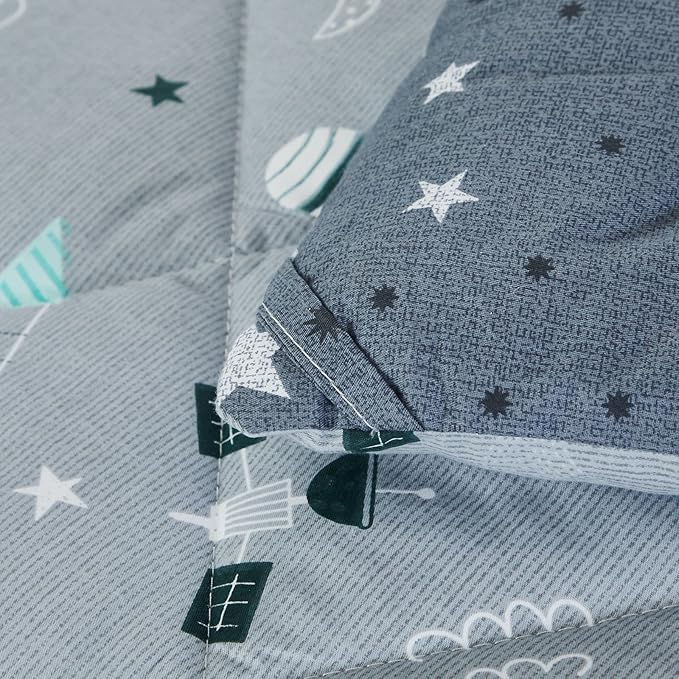 Brandream Kids Space Bedding Set Queen Size Boy Girl 100% Cotton Space Rocket Galaxy Comforter Set 3-Piece