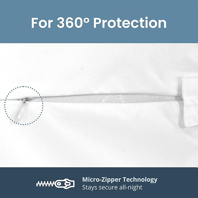 SafeRest Zippered Mattress Protector - Premium 12-15 Inch Waterproof Mattress Cover for Bed - Breathable, Noiseless Washable Mattress Encasement - Queen