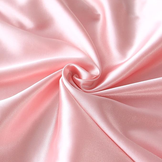 Satin Mini Crib Mattress Sheet, Soft & Silky Pack and Play Sheets Fitted (39"x27"x5") for Girls, Great for Baby Hair and Skin, Pink Playard Sheets