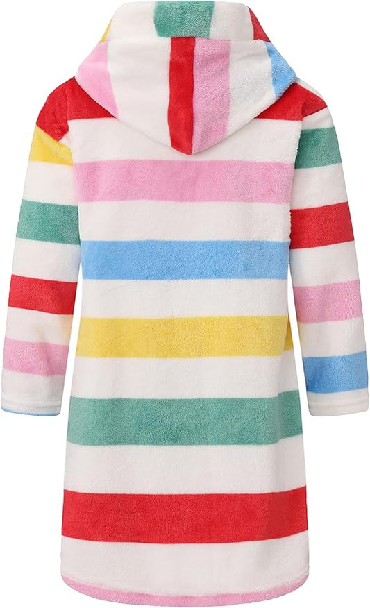 Kid Fleece Hooded Robes Girls Bathrobes Boys Soft Plush Sleepwear Toddler Fuzzy Pajamas