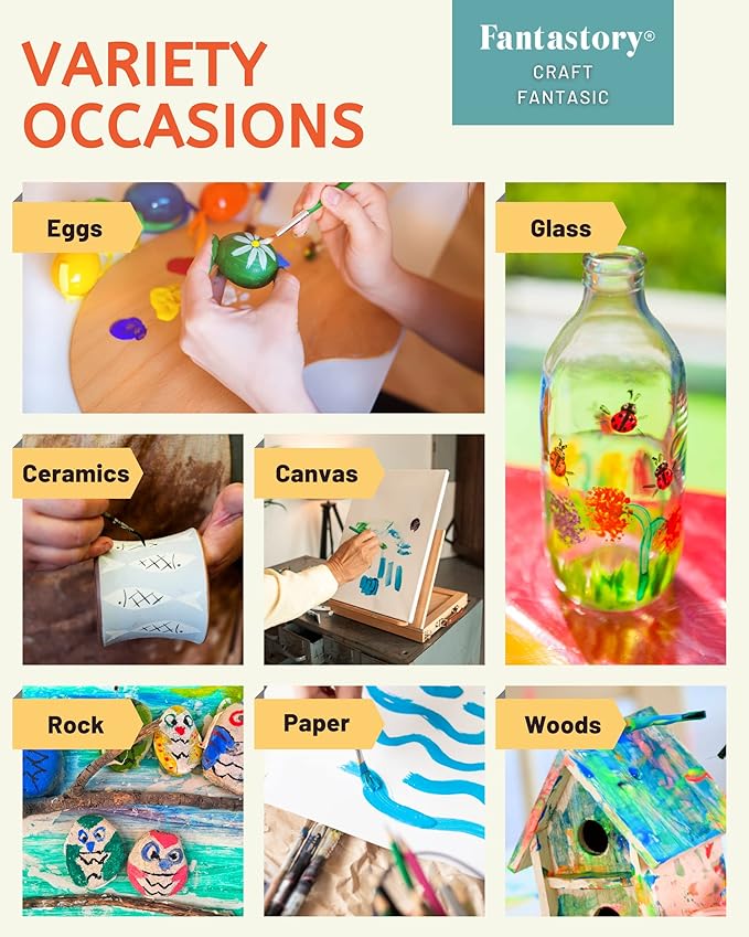 Fantastory Tempera Paint for Kids 12 Colors (8.4 oz Each) Washable Tempera Paint, Kids Poster Sponge Painting, Non-Toxic Finger Hand Bottles Gifts