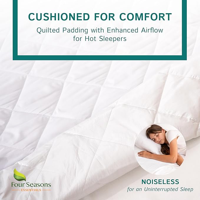 Queen Size Quilted Mattress Pad - Fitted Waterproof Mattress Protector, Pillow Top Mattress Topper, Premium Quality Hypoallergenic Mattress Cover