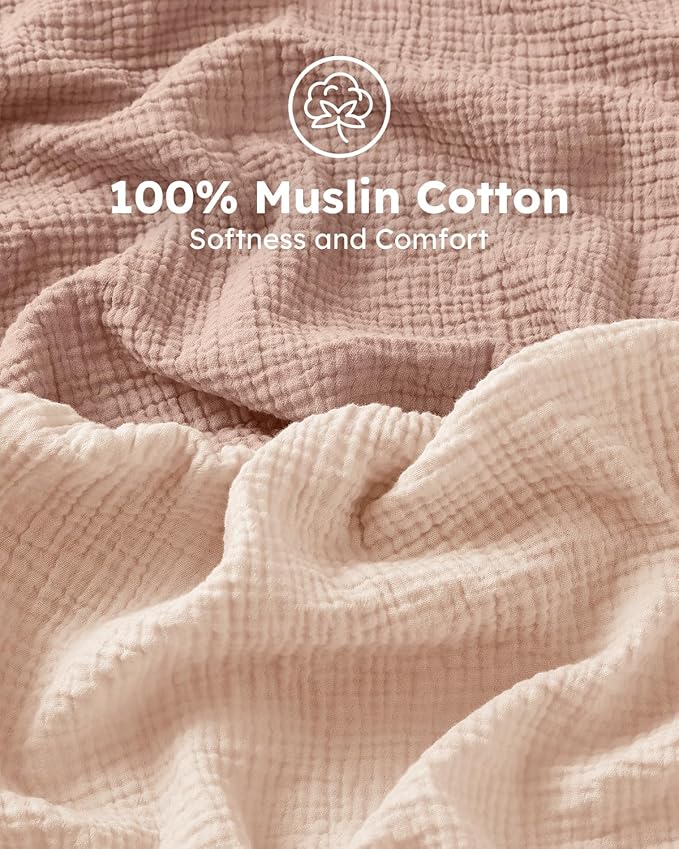 Muslin Crib Sheets for Boys Girls, 100% Cotton Fitted Crib Sheet 2 Pack for Standard Crib and Toddler Mattress, Breathable Soft Baby Sheet 28x52x8in Gradient Pink