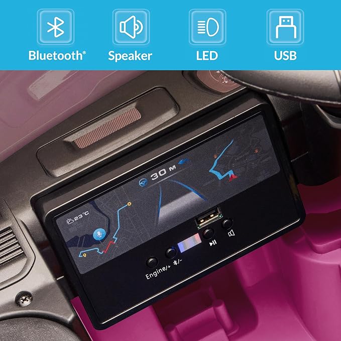 Kidzone 12V Licensed RAM 3500 Ride-On Truck for Kids, Battery Powered Electric Car w/Parent Remote Control & Manual Drive, Bluetooth, LED Lights - Pink