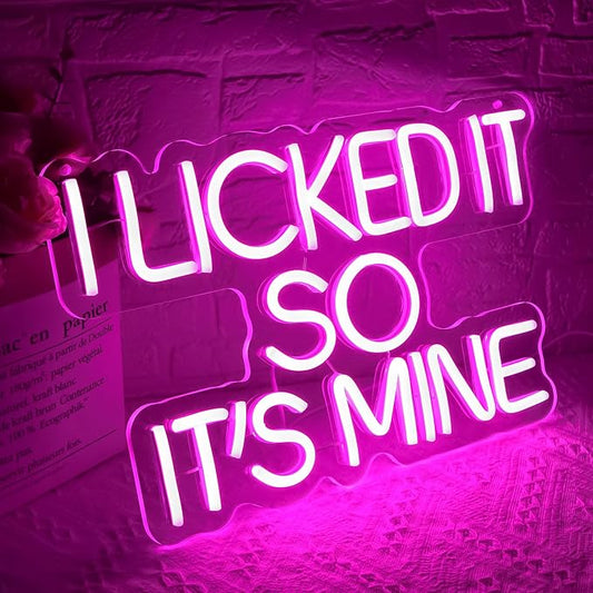 Pink Text Neon Sign for Wall Decor Its Mine LED Neon Light Sign Funny Signs Pink Room Decor for Wedding Party Valentine'Day Gifts for Husband Wife Boysfriend Size 15.2 * 9.4in(GLND367)