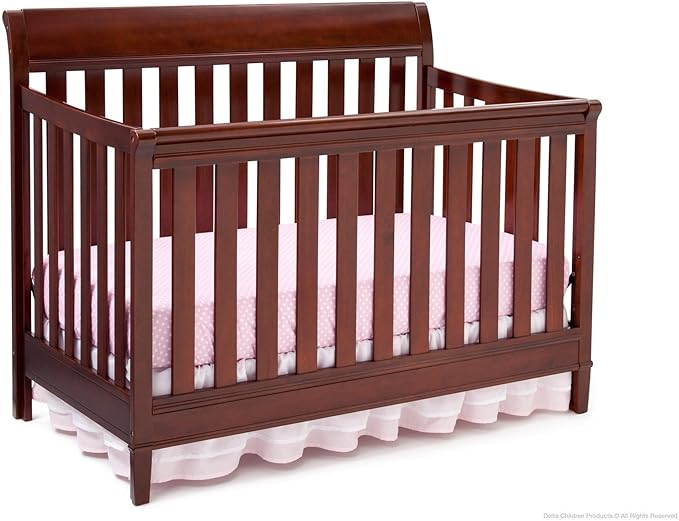 Full-Size Conversion Kit Bed Rails Compatible with Haven & New Haven Convertible Cribs by Delta Children - Solid Wood Rail #0050 - Toddler & Adult Rail - Baby Furniture (Black Cherry Espresso - 607)