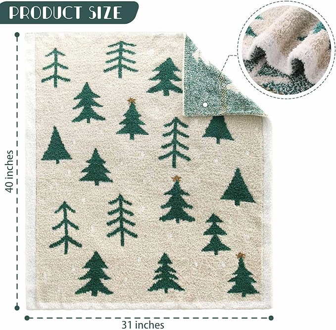 LifeTree Cozy Plush Baby Blanket - Soft Fuzzy Swaddle & Receiving Blanket for Toddler Nursery, Crib, Stroller, Warm & Lightweight for Girls and Boys, 31x40 Inches, PineTree Pattern