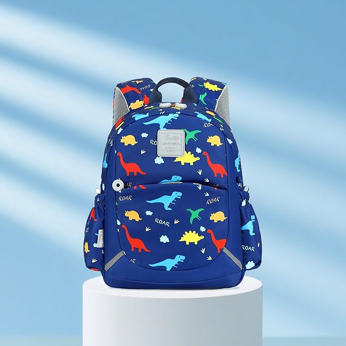 CAMTOP Toddler Backpack for Boys Girls 2-4, Kids Backpacks for Kindergarten Preschool, 12" H Small Bookbag for Daycare Travel (Dinosaur Blue, 12''- Not fit A4 folder)