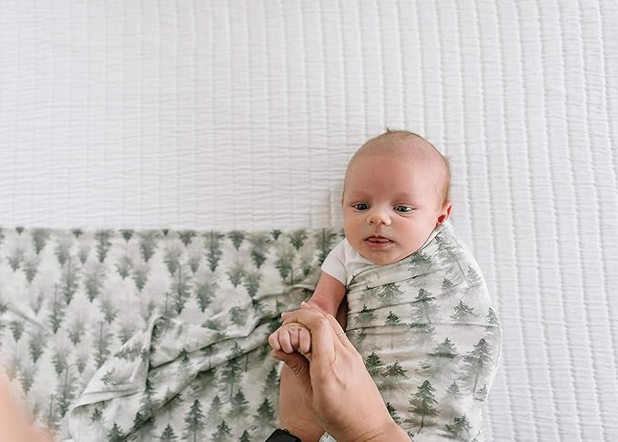 Copper Pearl Large Premium Knit Baby Swaddle Receiving Blanket Evergreen