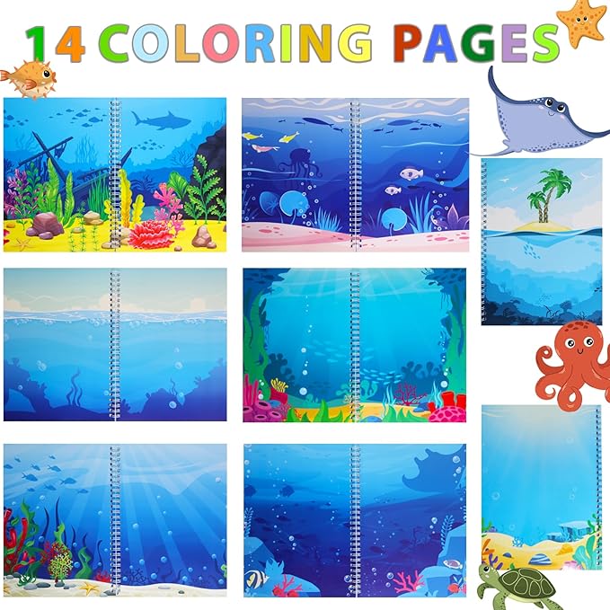 Jelly Sticker Books for Toddlers 2-4 Years, Under The Sea Stickers for Kids 1-3, Reusable Sticker Book for Toddler Stocking Stuffers＆Travel Essentials Plane Activities (Under The Sea)