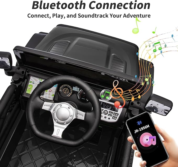 4WD Kids Ride on Car Truck, 12V 7Ah Kids Electric Vehicles Car Ride on Toy for Toddlers 3-5 with Remote Control - Black