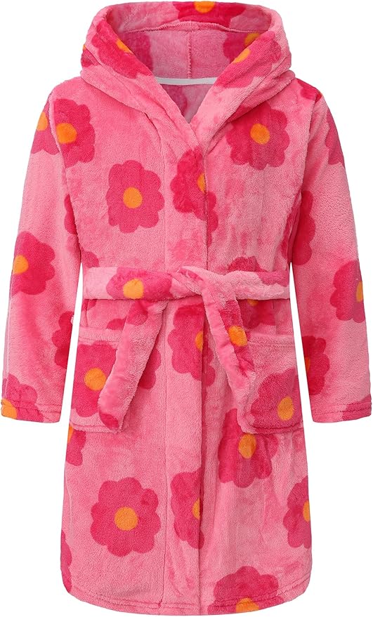Kid Fleece Hooded Robes Girls Bathrobes Boys Soft Plush Sleepwear Toddler Fuzzy Pajamas
