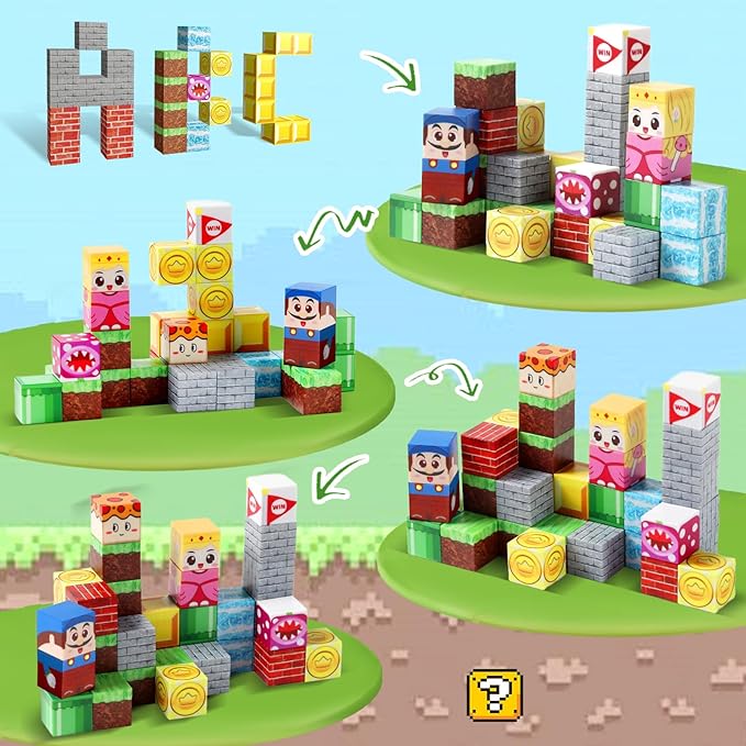 Magnetic Building Blocks for Kids Ages 3-8, STEM Magnetic Cubes Travel Toys with Iron Storage Box – Portable Sensory Learning for Toddlers, Fine Motor Skills Toy for Ages 3 4 5 6 7 8（Regular）