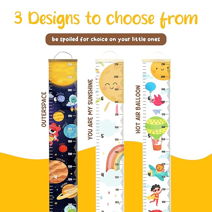 KooKooBaby Kids Growth Chart for Wall - 82"x7.9" Premium Canvas Removable Height Chart for Kids Height Measurement for Wall, Height Chart Measuring for Kids & Baby, Child Height Wall Chart
