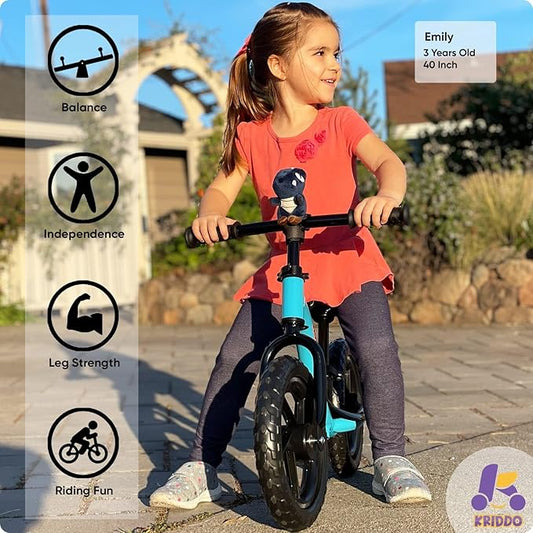 KRIDDO Toddler Balance Bike 2 Year Old, Age 24 Months to 5 Years Old, Early Learning Interactive Push Bicycle with Steady Balancing, Gift Bike for 2-5 Boys Girls, Blue