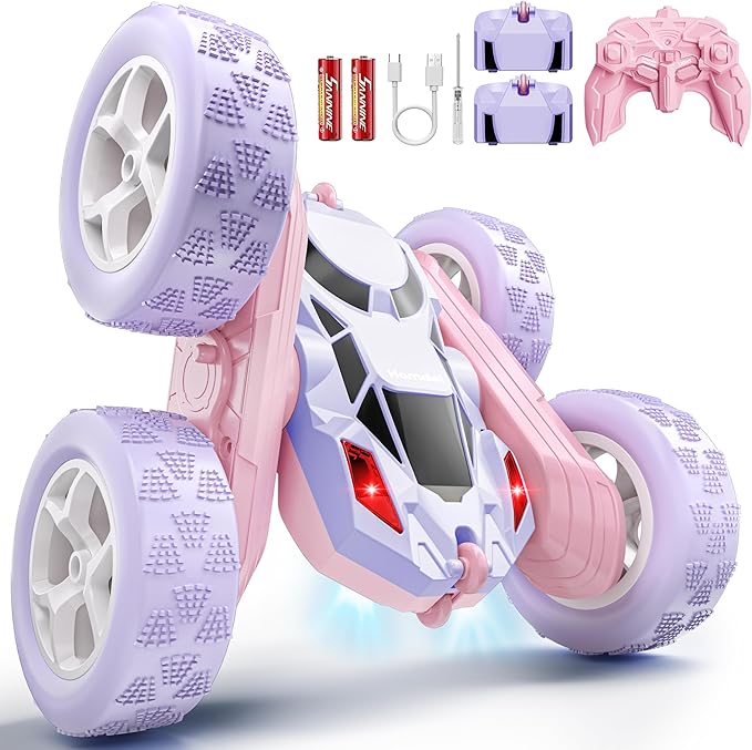 Remote Control Car for Girls, Double-Sided Color Design Stunt RC Vehicle, Upgraded 4WD USB-C Rechargeable Toy, 2.4GHz Fast Electric STEM Toy, Birthday Age 6+