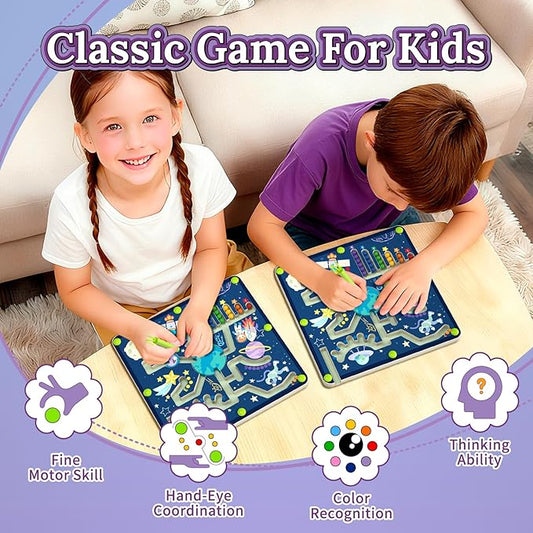 Magnetic Color and Number Space Maze Level 2– Montessori Wooden Puzzle Toy for Toddlers, Preschool Learning Activity for Fine Motor Skills, Educational Gift for Kids Ages 2+