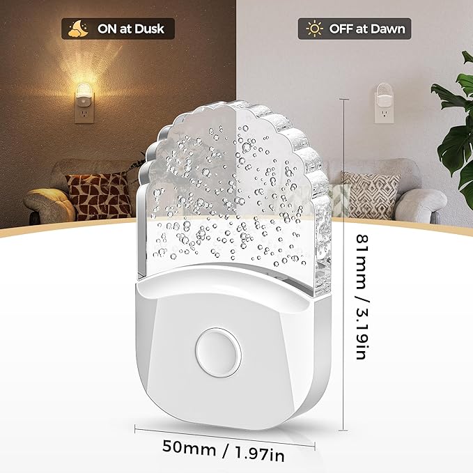 DORESshop Night Lights Plug Into Wall [2 Pack] 3CCT LED Night Light with Dusk to Dawn Sensor, Plug in Nightlight for Kids, Bathroom, Bedroom, Nursery Room (Amber-3000K-5000K)