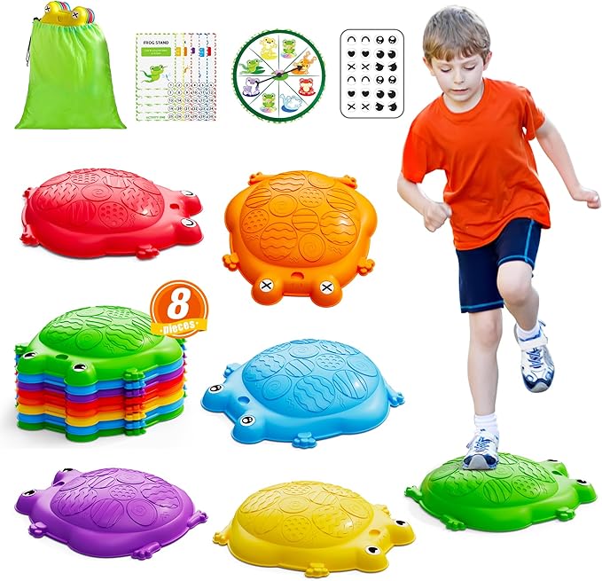 Stepping Stones for Kids, 8PCS Non-Slip Balance Steps Stones for Toddler 1-3, Obstacle Courses Sensory Toys, Coordination Game for Boys Girls Indoor Outdoor Play Ages 3-5