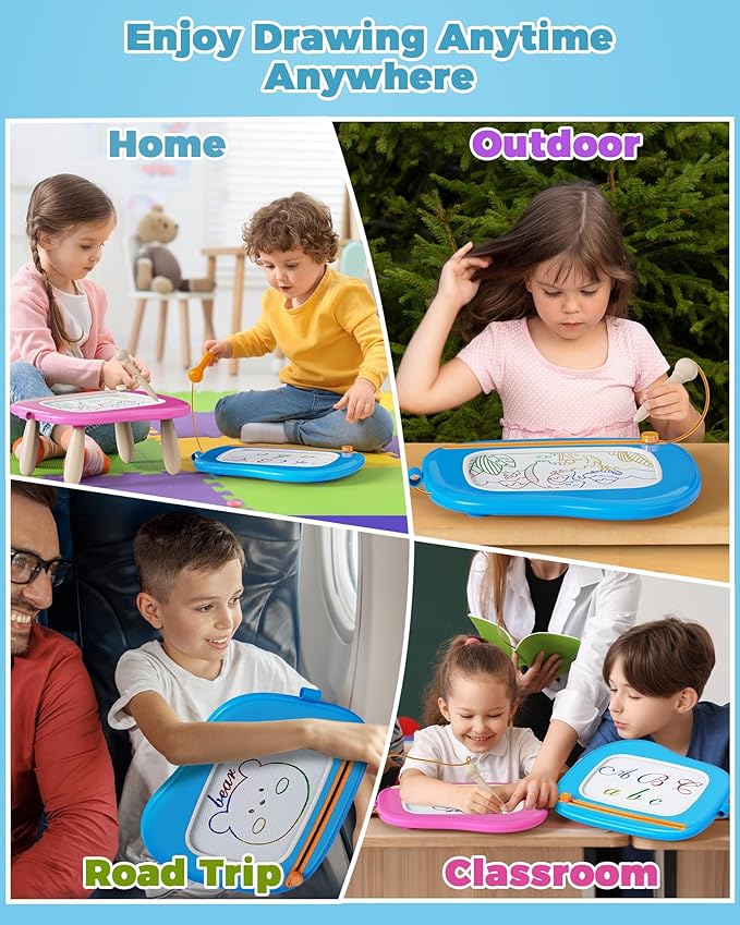 KOKODI Magnetic Drawing Board, Toddler Girl Toys for 1-2 Year Old, Large Doodle Board Pad Learning and Educational Toys for 1 2 3 Year Old Baby Kids Birthday Gifts(Blue)