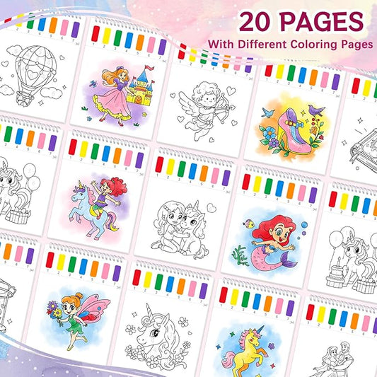 Paint with Water Coloring Books for Kids,Unicorn Theme Mess Free Watercolor Painting Papers Sets for Toddlers,Water Color Paint Kit,Art Craft Birthday Gift for Ages 1-3, 4-8