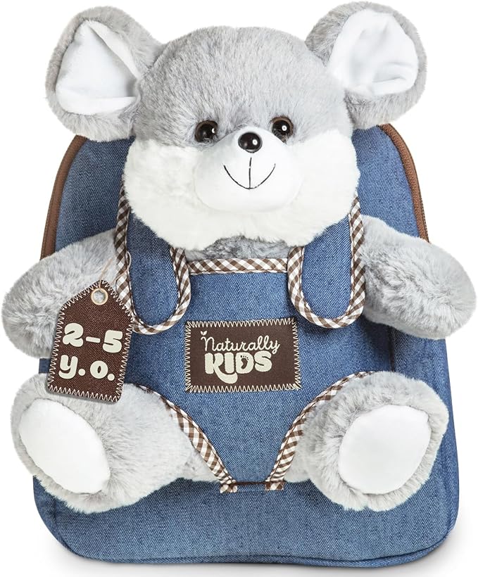 Mouse Backpack, Mouse Toys for Kids 3-5, Toddler Stuffed Animal Gifts for 2 3 4 5 Year Old Girl Boy