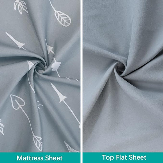 Biloban 3-Piece Toddler Sheet Set Microfiber, Toddler Bedding Set Includes Crib Mattress Sheet, Flat Sheet and Envelope Pillowcase, Silky Soft, Breathable and Lightweight, Arrow