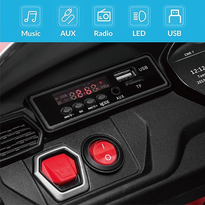 Kidzone Ride On Car 12V Lamborghini Urus Kids Electric Vehicle Toy w/Parent Remote Control, Horn, Radio, Port, AUX, Spring Suspension, Opening Door, LED Light - Red
