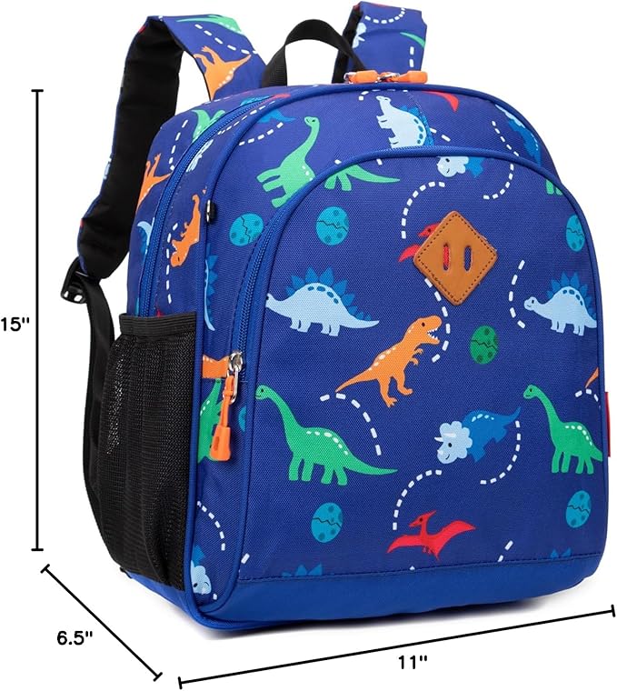JinBeryl Toddler Backpack for Boys or Girls, Little Kids Backpack for Preschool or Kindergarten (Dinosaur Blue, Small)