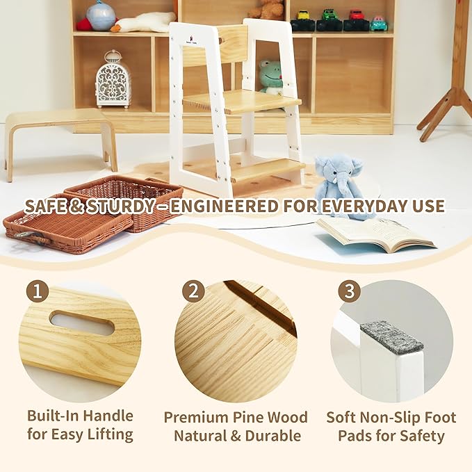 Damoch Family® 2-in-1 Premium Toddler Weaning Chair & Step Stool - Kids Portable Stool for Bathroom Training and Kitchen Learning | Reach/CPSC/CPC Certified | Multi-Functional Kids Furniture (18mo+)