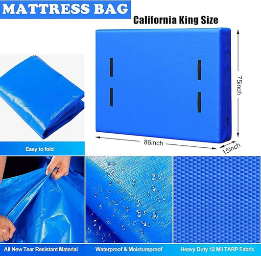 Mattress Bags Covers for Moving and Storage(Cali King Size),Mattress Cover Bags for Moving- Heavy Duty,Mattress Protector for Moving,Mattress Bags for Storage,Moving Bags,Moving Supplies