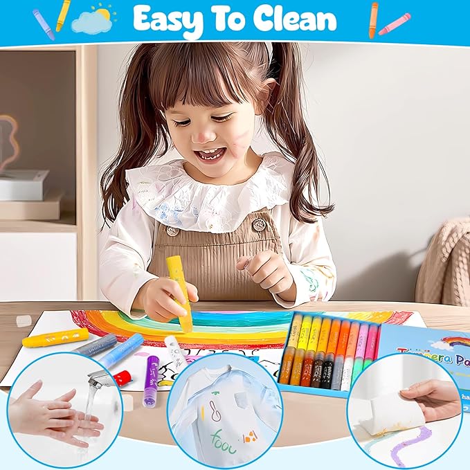 Tempera Paint Sticks For Kids, 36 Assorted Colors Washable Paint Set, Quick Drying Art Supplies for Toddlers and Kids, Ideal Christmas Basket Stuffers for Kid Toddler 1-3 2-4