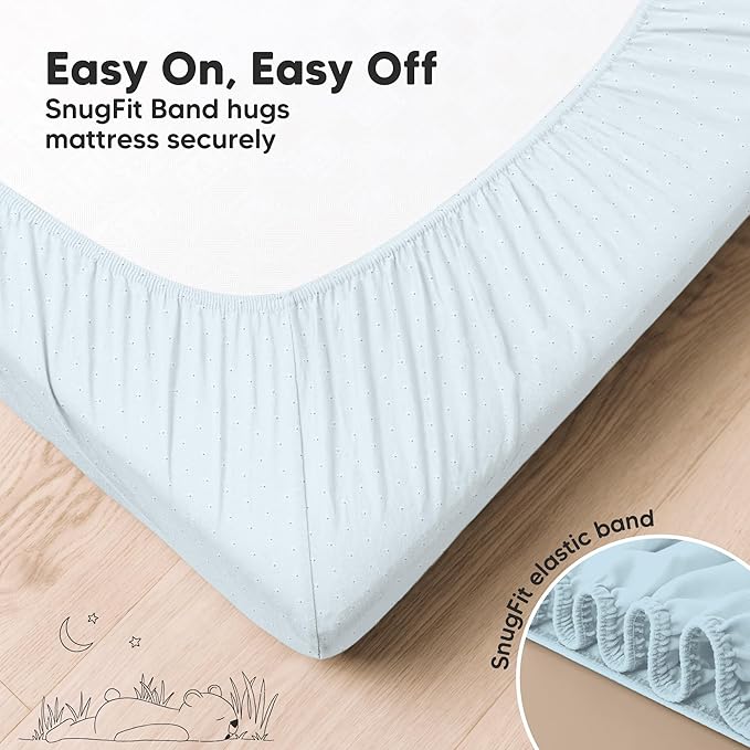 KeaBabies 2-Pack Fitted Crib Sheets for Boys, Girls, Baby - Soft Bamboo Viscose Cotton, 52x28 Standard Crib Mattress Sheets, Toddler Bed Mattress Cover, Gender Neutral, Breathable, Durable (Glacier)