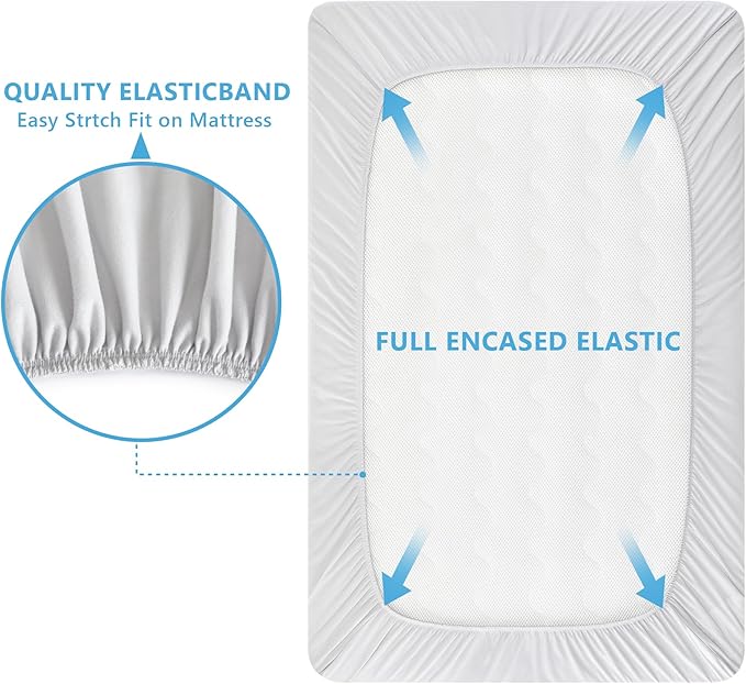TILLYOU Mini Crib Fitted Sheets - Soft Knit Sheet for Pack N Play, Microfiber Mini Crib Sheets, Playpen Bedding Sheet for Baby 2 Pack, Machine Washable, 38'' x 24'', Light Green & Light Gray