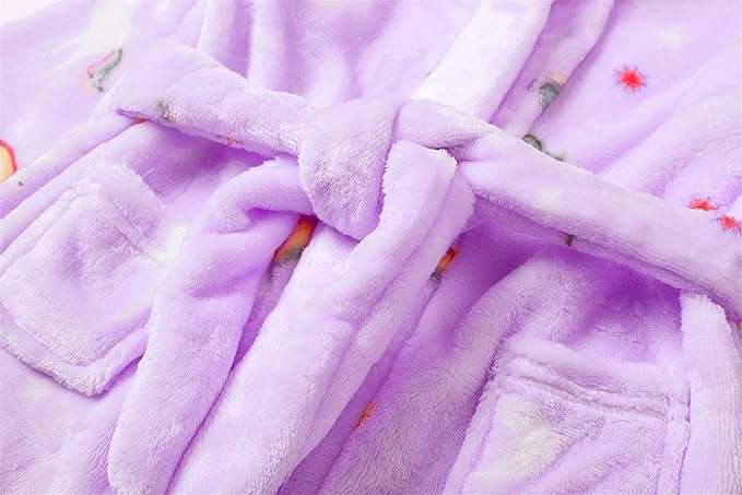 Umeyda Boys Girls Robes, Soft Fuzzy Fleece Hooded Bathrobes with Belt and Pockets for Kids, 1-18 Year
