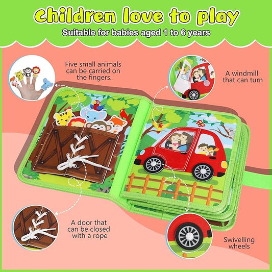 Toddler Busy Board Montessori Toys for 3 Year Old - Farm Busy Book Educational Learning Sensory Toy for Boys Girls - Christmas Birthday Gifts for Toddlers Travel Toys for Airplane Car