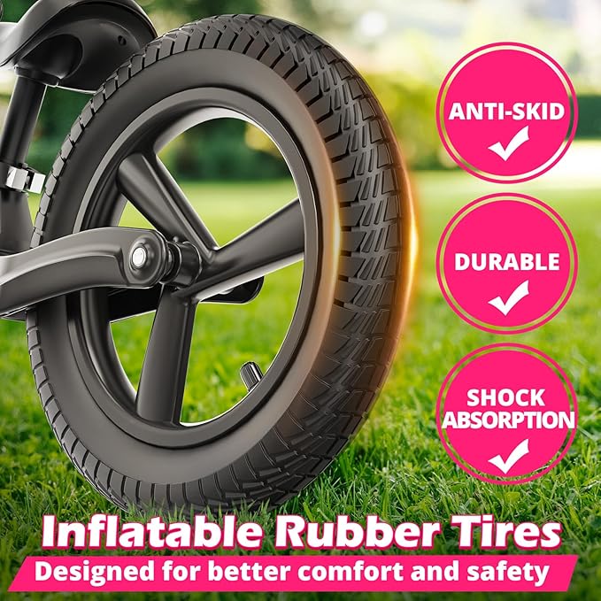 Ridego 14 Inch Balance Bike for Kids 3-6 Year Old,Lightweight Kids Bike with Adjustable Seat, Push Bicycle with Air Rubber Tires，Ride-on Toys Birthday Gift