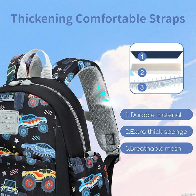 CAMTOP Toddler Backpack for Boys Girls 2-4, Kids Backpacks for Kindergarten Preschool, 12" H Small Bookbag for Daycare Travel (Black, 12''- Not fit A4 folder)