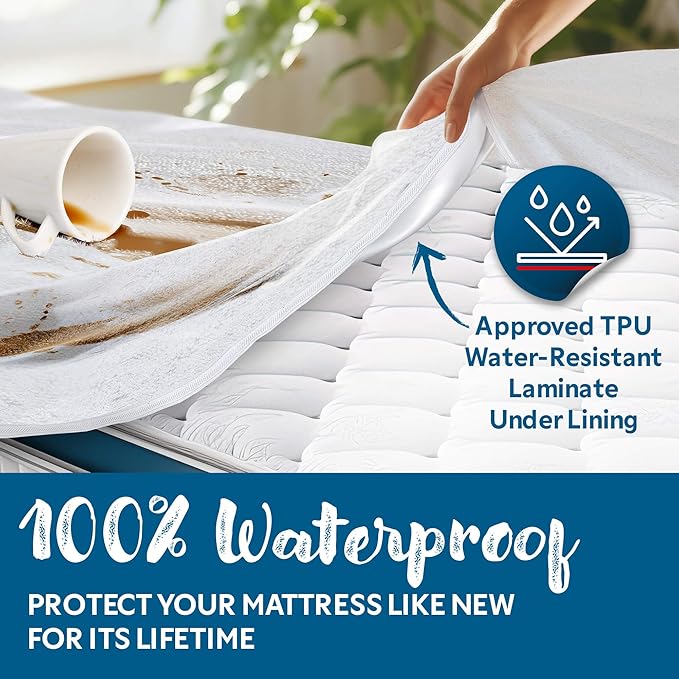 Guardmax Terry Cotton Zippered Mattress Encasement - Twin XL Size - 100% Waterproof and Bed Bug Proof Mattress Protector - Absorbent Six-Sided Mattress Cover (Terry Cotton, Twin XL)