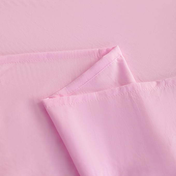 FLXXIE 5 Pieces Toddler Bedding Set, Soft and Breathable Microfiber Crib Sheet Set, Includes Quilted Comforter, Flat Top Sheet, Fitted Sheet, Envelope Pillow Case for Boys and Girls, Pink