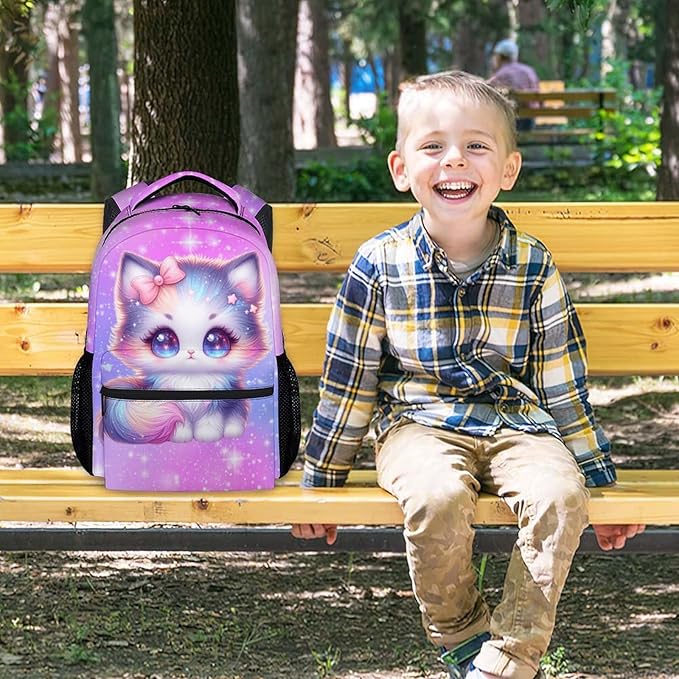 Kids' Backpacks - Cat Backpacks for Girls - Cute Toddler Bookbag - Gifts for Daughter - Durable School Bag for Kindergarten/Preschool/Elementary(17 Inch)