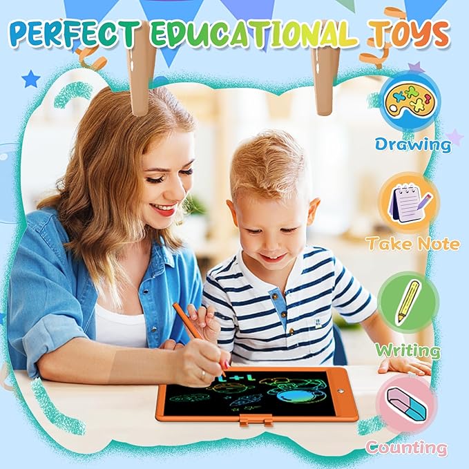 YTTUR LCD Writing Tablet for Kids 10 Inch Reusable Drawing Pad Colorful Toddler Writing Board Electronic Drawing Tablet Educational and Learning Toys for Boys Girls