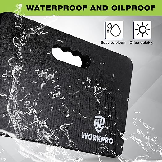 WORKPRO Extra Thick Kneeling Pad, 2-Pack, Soft Foam Cushioning for Knee, Large Foam Kneeler Mat for Gardening, Bathing Baby, Workout Supplies, 17.5 x 11 x 1.5 in, Black