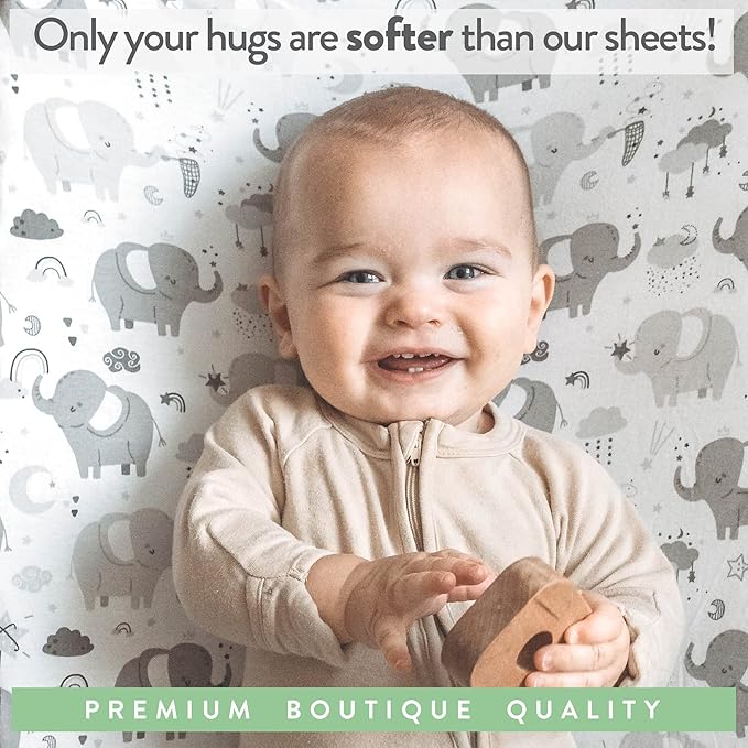 Mini Portable Crib Sheets Fitted for 24 x 38 Inch Mattress – Compatible with Dream on Me, Delta Porta Crib and Arms Reach Ideal Cosleeper – 2 Pack