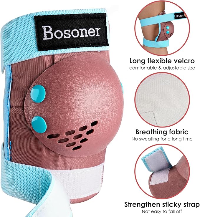 BOSONER Kids/Youth Knee Pad Elbow Pads for Roller Skates Cycling BMX Bike Skateboard Inline Rollerblading, Skating Skatings Scooter Riding Sports